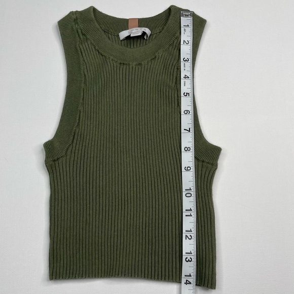 LUNYA Cozy Cotton Silk Crop Ribbed Tank Top Green Comfy Luxury Lounge  Summer - Picture 5 of 10